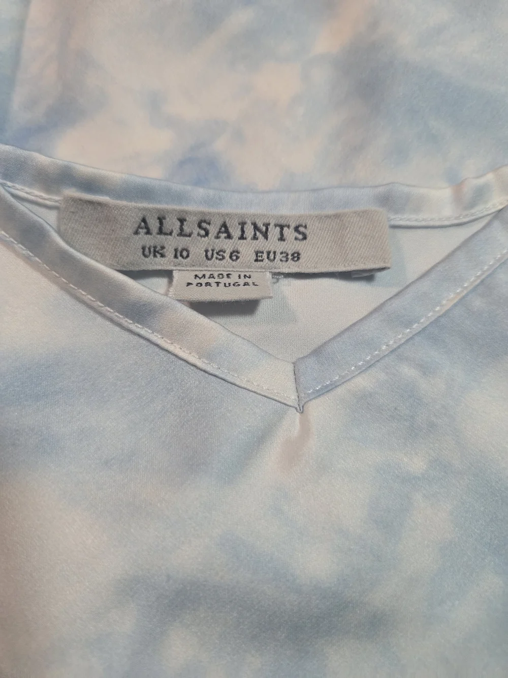 AllSaints Light Blue Tie-Dye Slip Maxi Dress - Picture 3 of 4